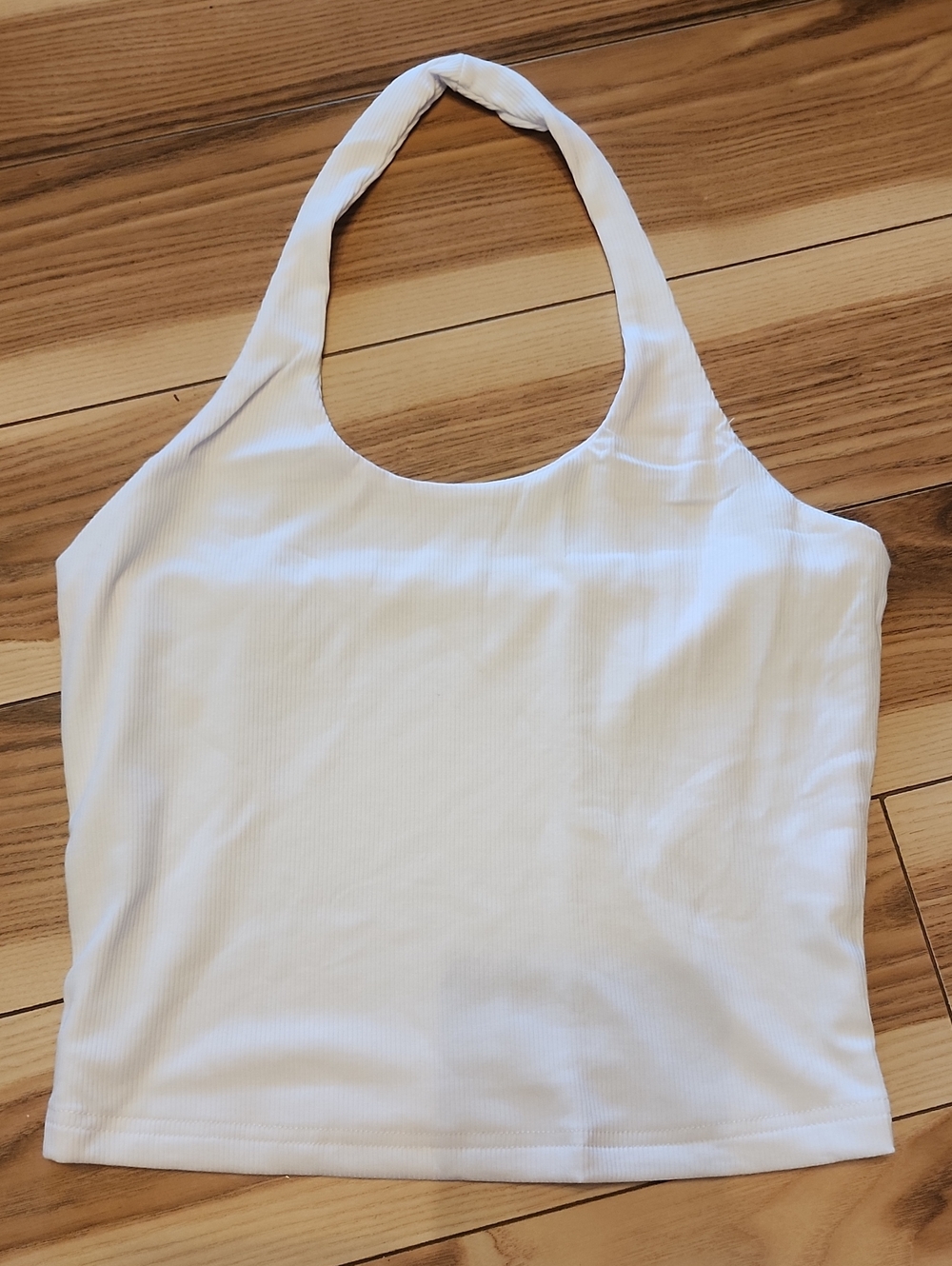 Women’s White Halter Ribbed Tank Top